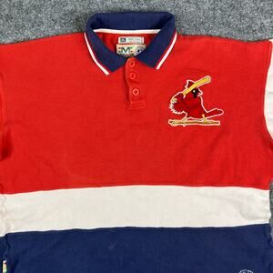 Mirage Polo Mens‎ XL Red Navy St Louis Cardinals MLB Shirt Colorblock Vintage